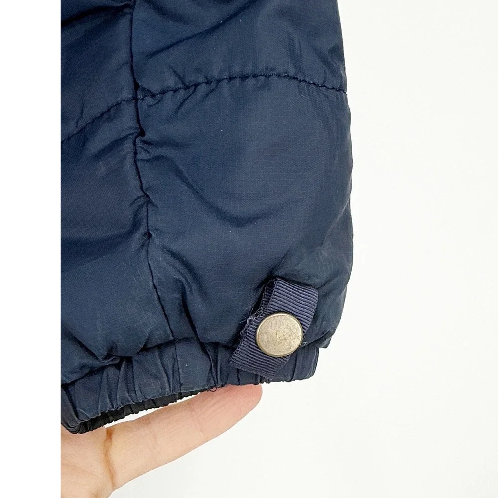 The North Face Boys Navy Blue Puffer Jacket Orange Zip Insulated Coat Size S 7/8